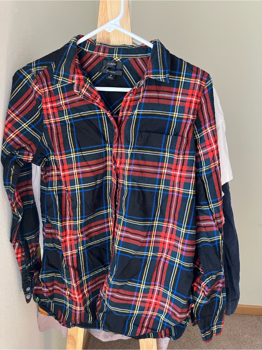 J. Crew Red, Navy & Yellow Plaid Cotton Button-Down Shirt